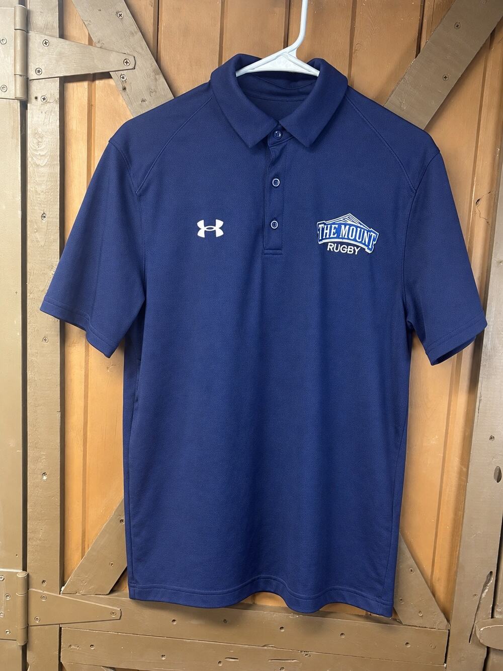 Under Armour The Mount Rugby Polo Men’s Medium Navy Mount St Mary’s Loose Fit